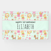 Cute Pattern with Happy Animals & Toys Birthday