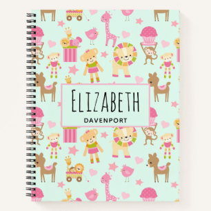 Cute Pattern with Happy Animals & Toys Notebook