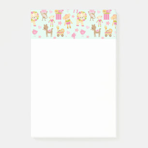 Cute Pattern with Happy Animals & Toys Post-it Notes