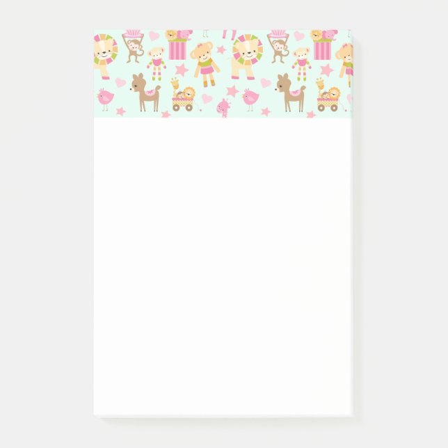 Cute Pattern with Happy Animals & Toys Post-it Notes (Front)