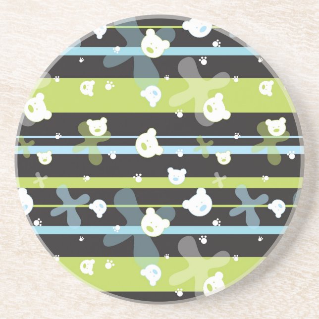 Cute pattern with little bears coaster (Front)