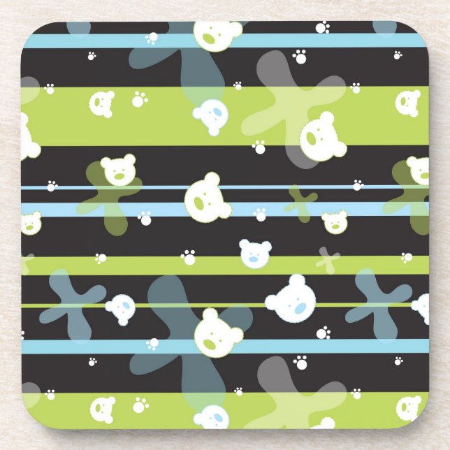 Cute pattern with little bears coaster (Front)