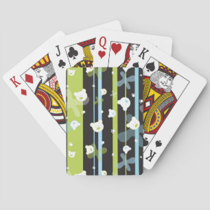 Cute pattern with little bears playing cards