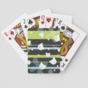 Cute pattern with little bears playing cards