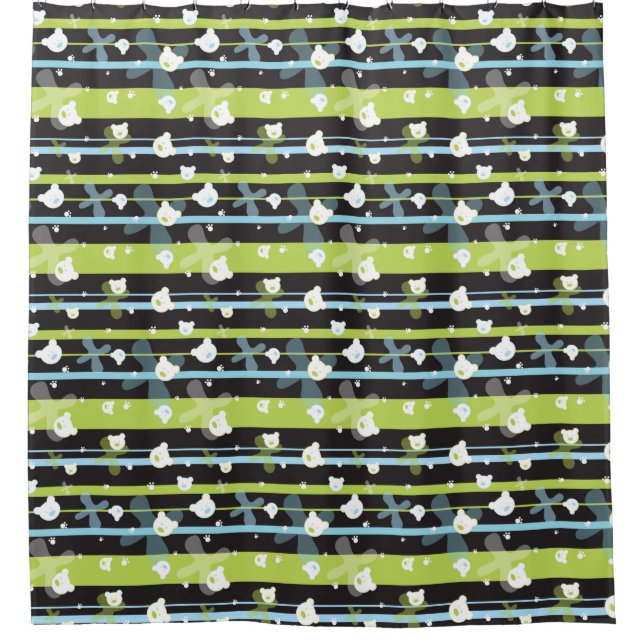 Cute pattern with little bears shower curtain (Front)