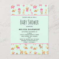 Cute Pattern with Nursery Animals Baby Shower