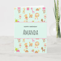 Cute Pattern with Nursery Animals & Toys Birthday