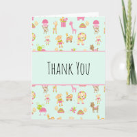 Cute Pattern with Nursery Animals & Toys Thank You