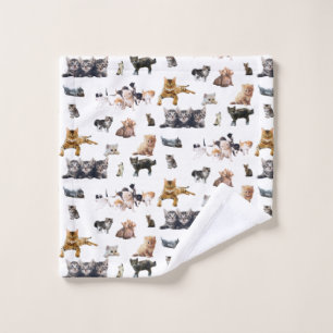 Cute pattern with photographs of Cats and kittens Bath Towel Set