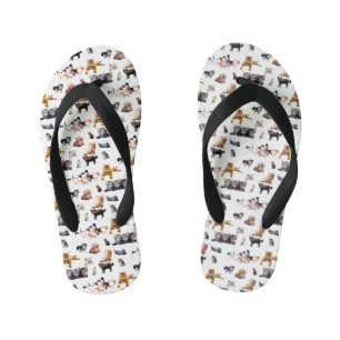 Cute pattern with photographs of Cats and kittens Kid's Jandals