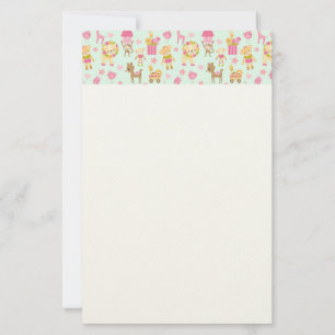 Cute Pattern with Whimsical Animals & Toys Station Stationery
