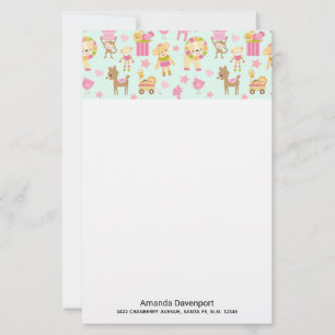 Cute Pattern with Whimsical Animals & Toys Stationery