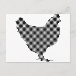 Cute patterned chicken postcard