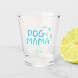 Cute Paw and Dog MAMA Typography Shot Glass