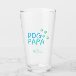 Cute Paw and Dog PAPA Typography  Glass
