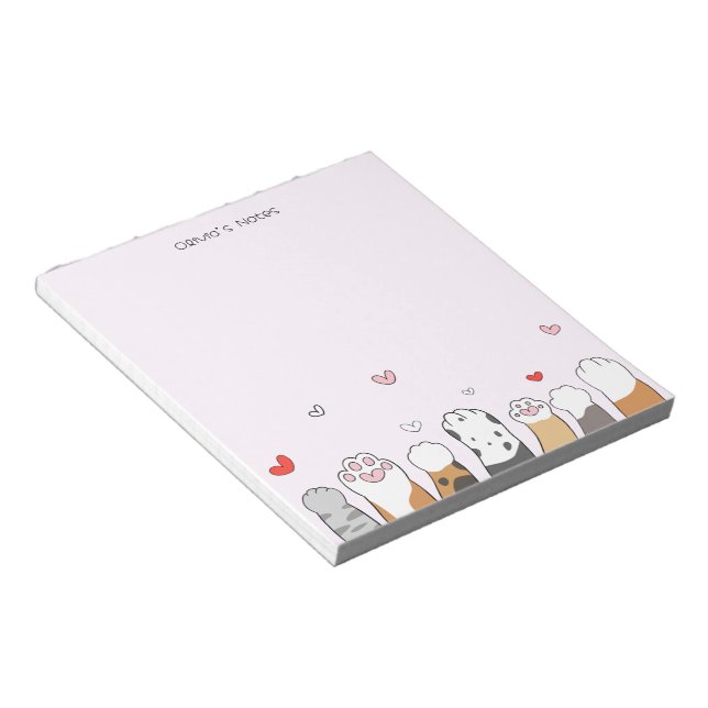 Cute PAW Dog cat colourful gradient Personalised  Notepad (Angled)