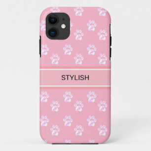 Cute paw pattern & text on pink Case-Mate iPhone case