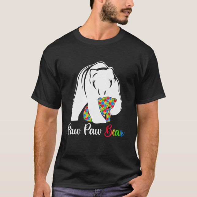 Cute Paw Paw Bear Autism Awareness Autistic Family T-Shirt (Front)