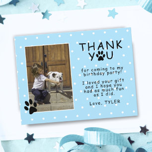 Cute Paw Print Blue Birthday Thank you Photo  Postcard