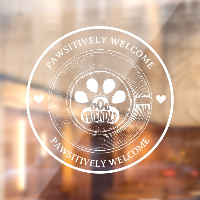 Cute Paw Print Dog Friendly Café Sign Window Decal (Sheet 2)