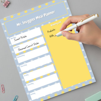 Cute Paw Print | Meal Planner  Notepad