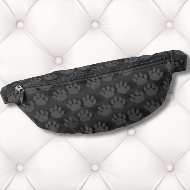 Cute Paw Print Pattern Bum Bags (Modern Cute Black Gray Animal Paw Prints Pattern Fanny Pack)