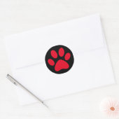 Cute Paw Print Pet Cat Dog Simple Red Black Classic Round Sticker (Envelope)