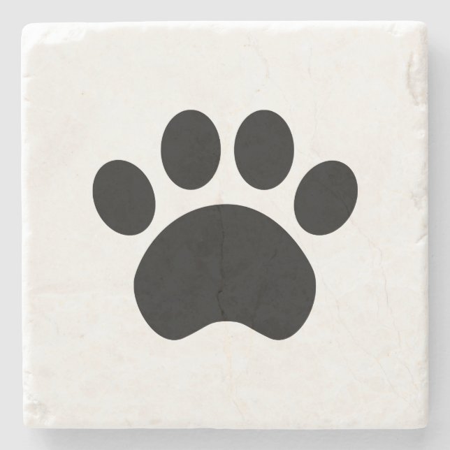 Cute Paw Print Stone Coaster (Front)
