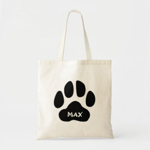 Cute Paw Print Tote Bag With Name