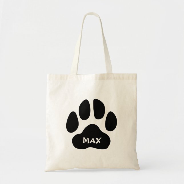 Cute Paw Print Tote Bag With Name (Front)