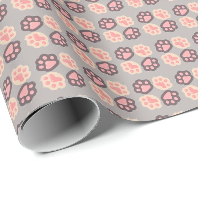 Cute Paw Print Wrapping Paper (Roll Corner)