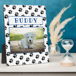 Cute Paw Prints Blue Keepsake Pet Dog Photo Plaque