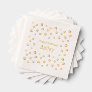 Cute Paw Prints Custom Pet Birthday Party Foil Napkins
