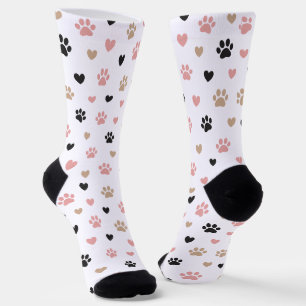 Cute Paw Prints & Hearts Socks – Cat Lover Gift