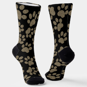 Cute Paw Prints Pet Lover Pattern Black Socks