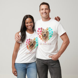 Cute paw Rainbow gradient Heart golden Dog Pet  T-Shirt