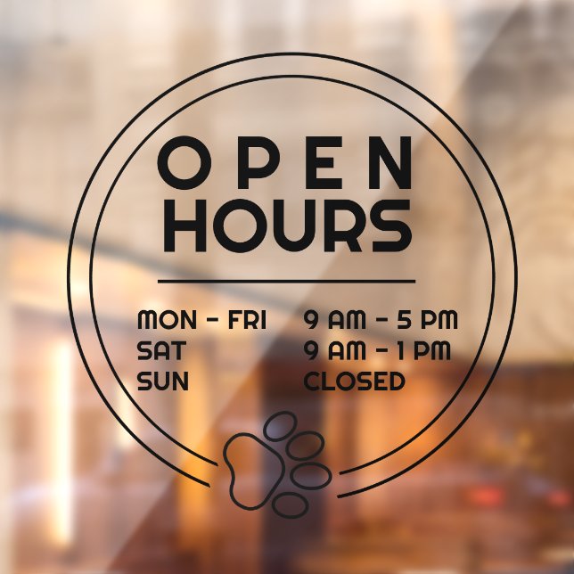 Cute Paw Round Business Open Hours Door (Sheet 2)