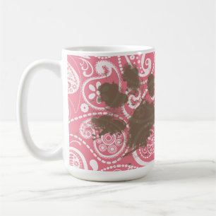 Cute Pawprint on Blush Pink Paisley Coffee Mug