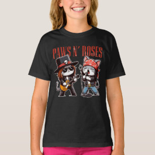 Cute Paws 'N Roses Funny Back Cat Lovers Gift T-Shirt