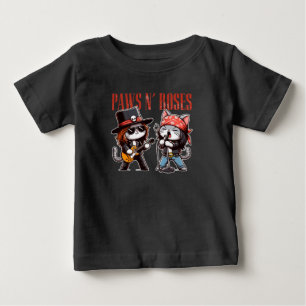 Cute Paws 'N Roses Funny Rock Cat Baby Gift T-Shirt