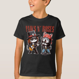 Cute Paws 'N Roses Funny Rock Cat Son Gift T-Shirt