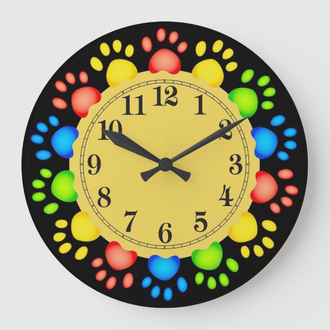 Cute Paws Pattern Wall Clock (Front)
