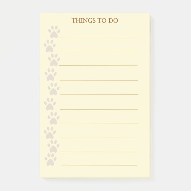 Cute Paws Personalised Things To Do Post-it Notes (Front)