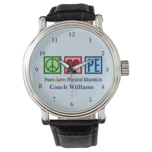 Cute PE Teacher Peace Love Physical Education Watch