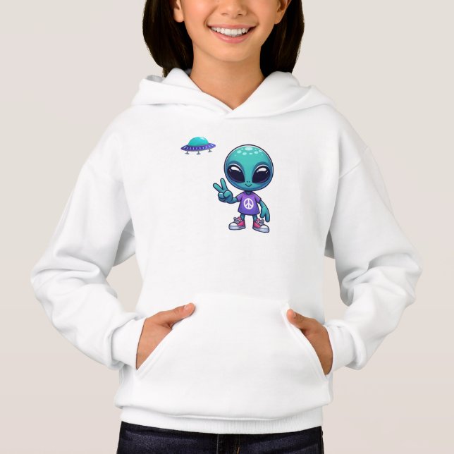 Cute Peace Alien & Space Ship (Front)