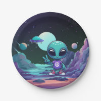 Cute Peace Alien & Space Ship
