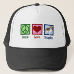 Cute Peace Love Beagles Trucker Hat<br><div class="desc">Cute Peace Love Beagles gift. A cool beagle dog owner design for the breed featuring a peace sign and a heart. I love these beautiful dogs.</div>