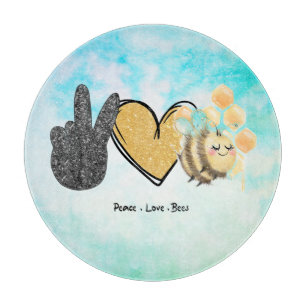 Cute Peace Love Bees Cutting Board
