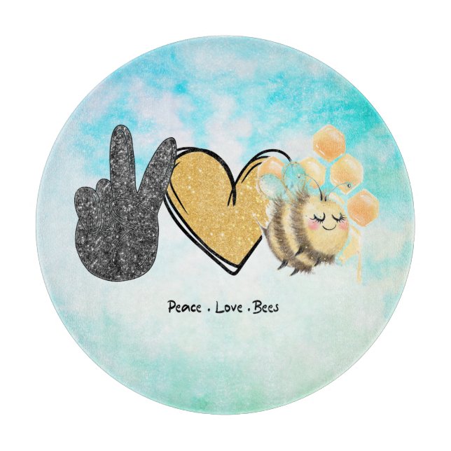 Cute Peace Love Bees  Cutting Board (Front)