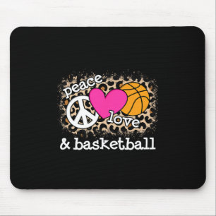 Cute Peace Love Bysketbyll Leopard Print Women Men Mouse Pad